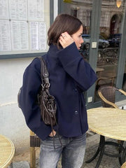 Solid Stand Collar Coat