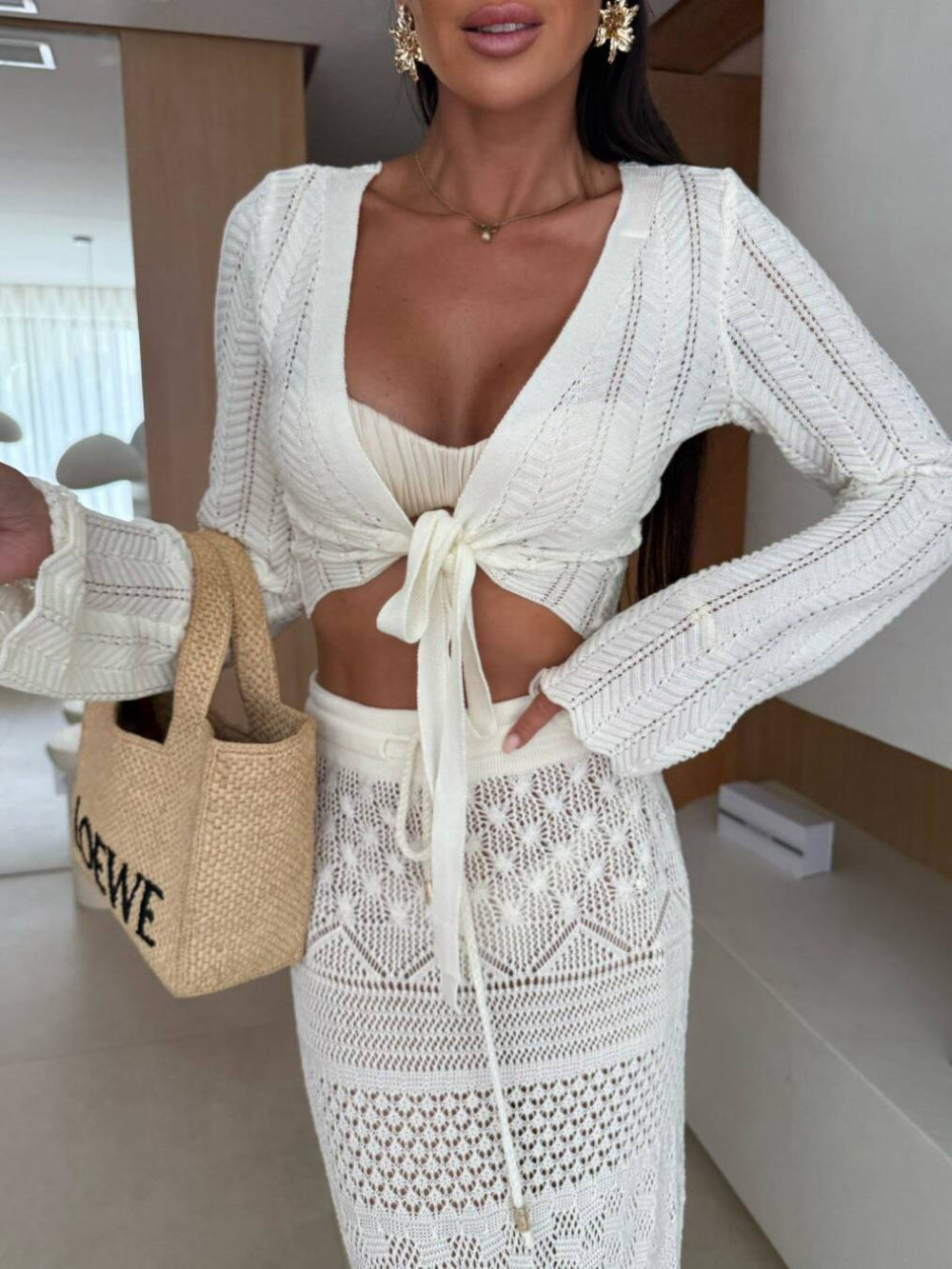 Knit Cutout Top with Skirt