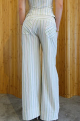 Striped Halter Cami Wide Leg Pants Two Piece Set