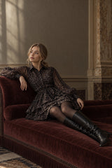 Chiffon Leopard Print Long Sleeve Mini Dress