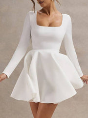 High Waist Square Neck Mini Dress