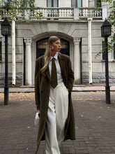 Green Woolen Single-Breasted Coat