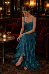 Satin Ruffle Trim Party Dress