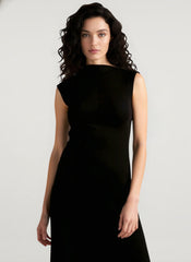 Solid Sleeveless Ruched Waist Elegant Dress