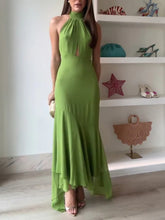 Halter Neck Asymmetric Home Maxi Dress