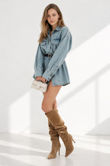 Vintage Distressed Denim Blouse