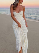 Pleated Strapless Maxi Dress