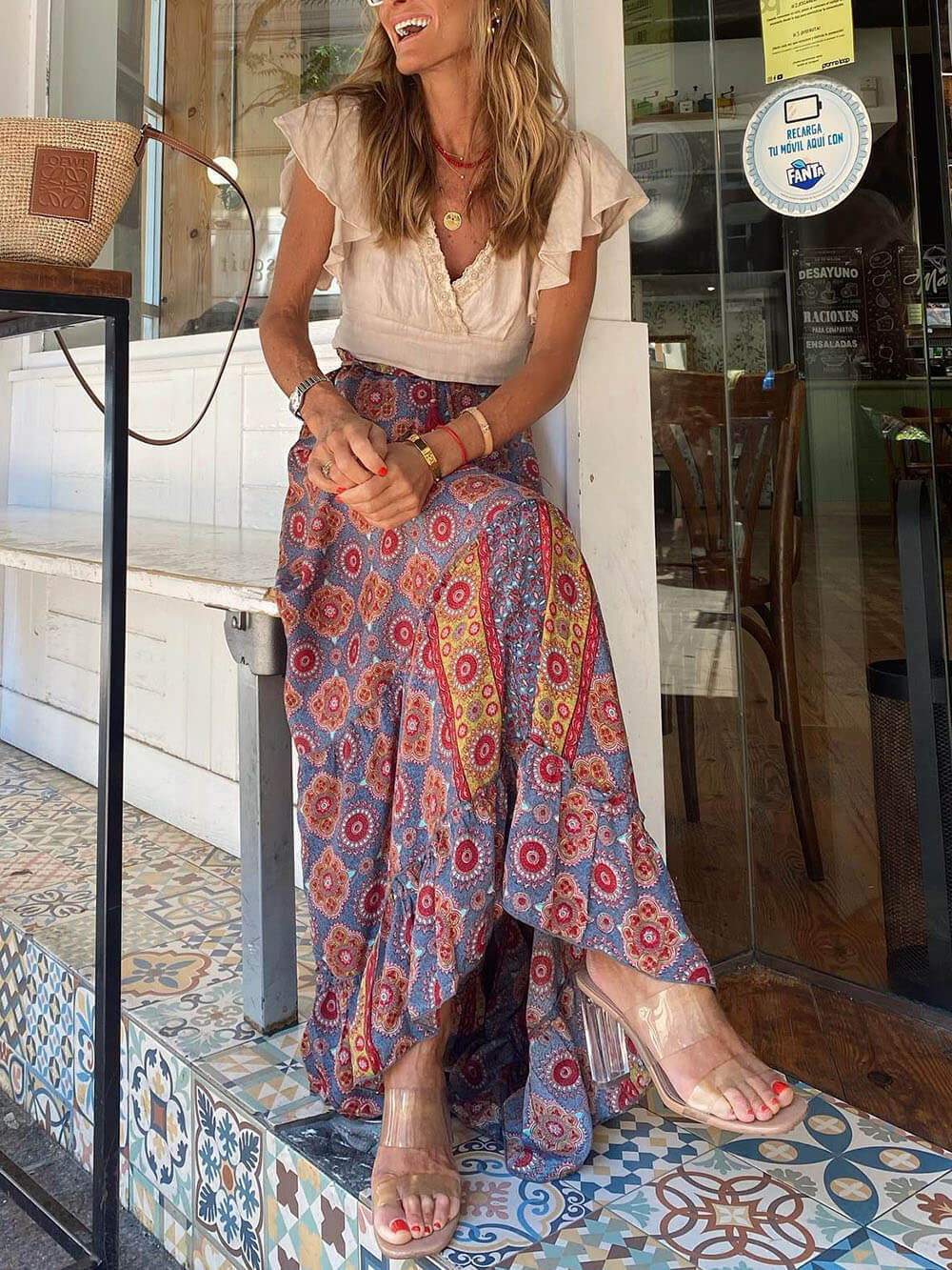 Bohemian Print Maxi Skirt