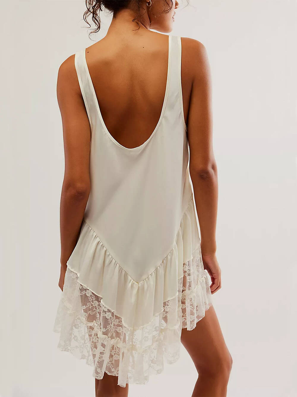 Sleeveless Lace Patchwork Slim Mini Dress