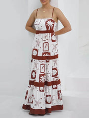 Ruffled Floral Print Maxi Dress