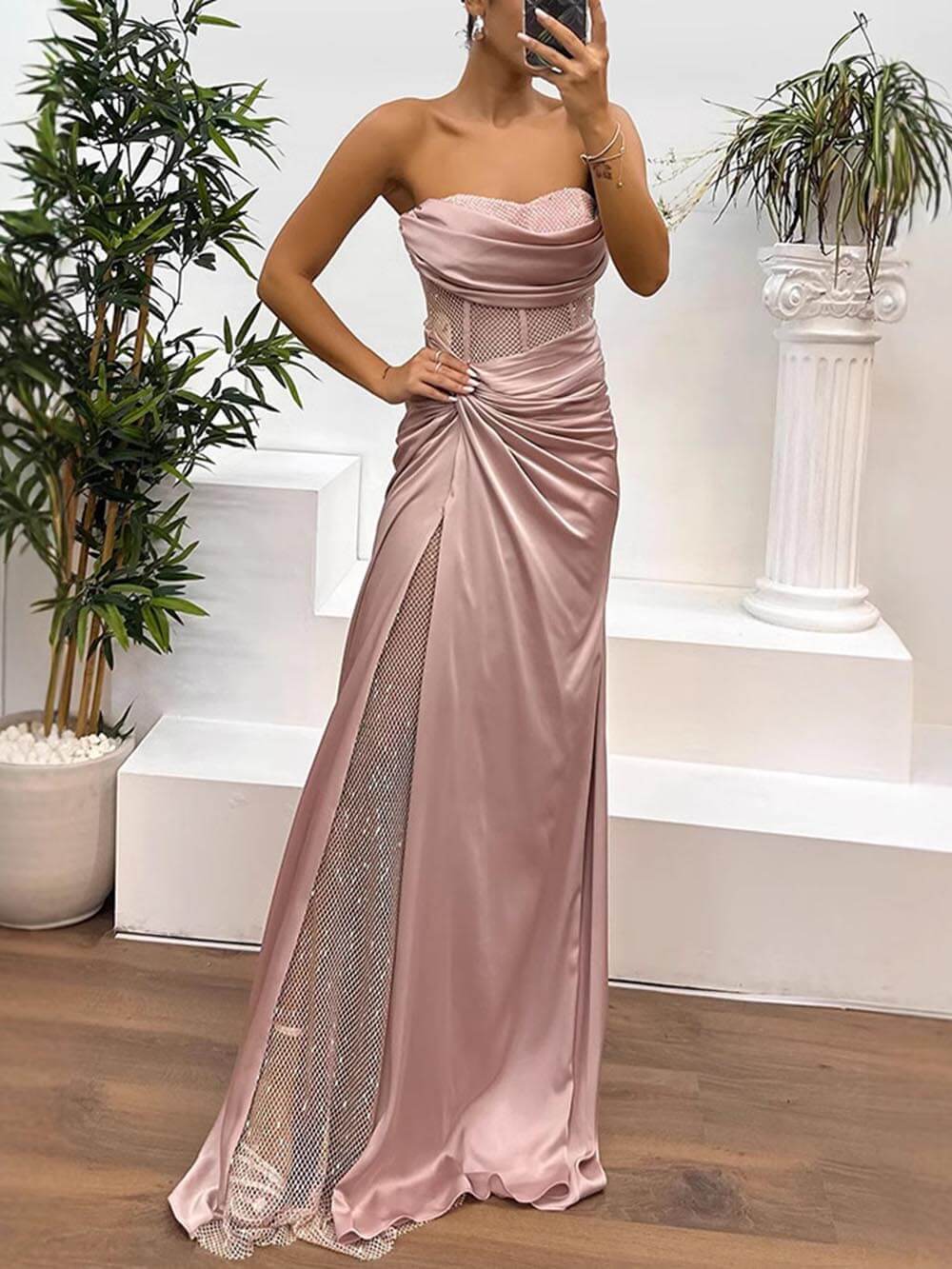 Satin Bustier Maxi Dress