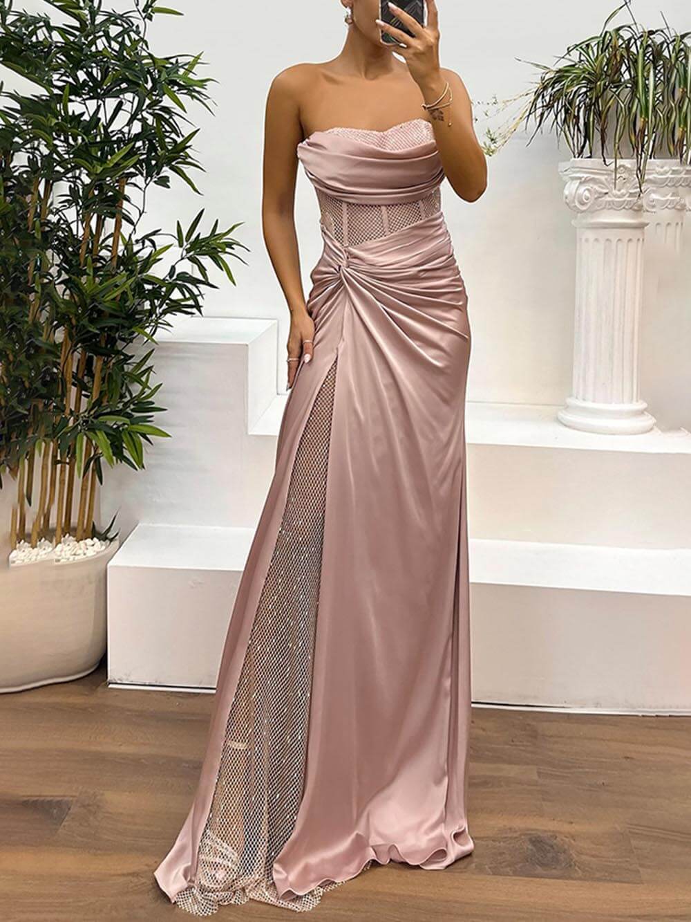 Satin Bustier Maxi Dress