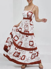 Ruffled Floral Print Maxi Dress