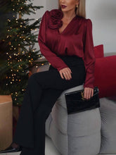 Flower Embellished Satin Shirt