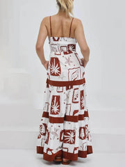 Ruffled Floral Print Maxi Dress