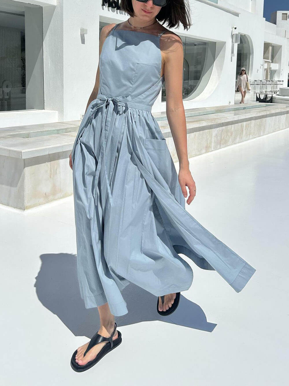 Strapless Square Neck Tie Dress