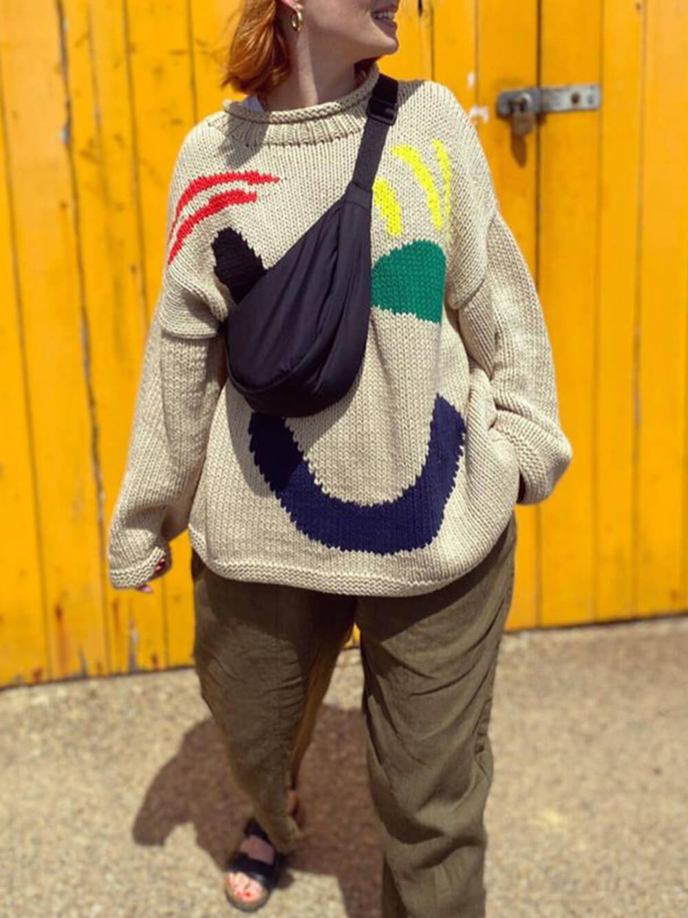 Feel Good Slogan Knit Sweater
