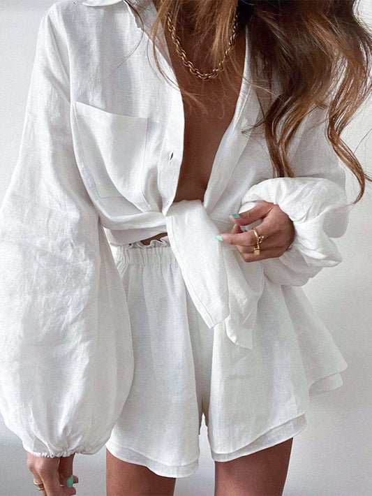 Casual Linen Shorts Set