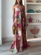 Fashionable French Strapless Floral Dress