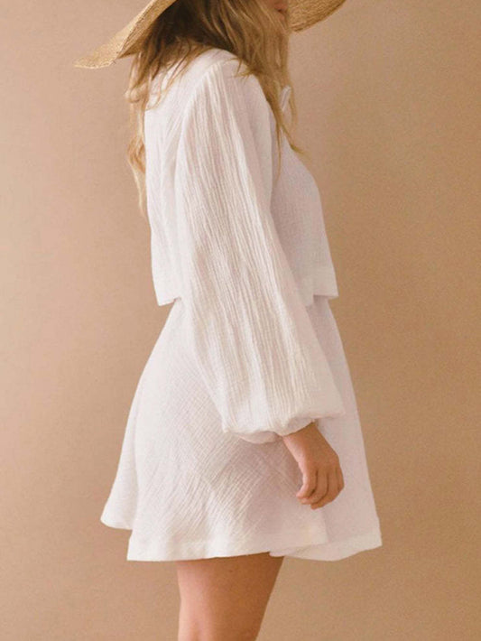 Cotton Linen Tie Waist Suit