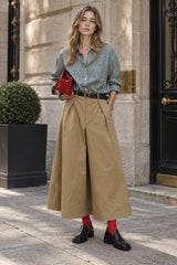 Loose Khaki Maxi Skirt