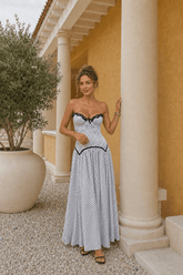 Polka Dot Bow Detail Asymmetrical Maxi Dress