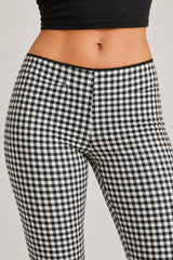 Plaid Lace Ruffle Cropped Skinny Pants