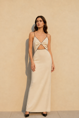 V-Neck Strappy Hollow Slit Sexy Maxi Dress