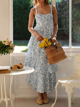 Sweet Floral Backless Midi Dress