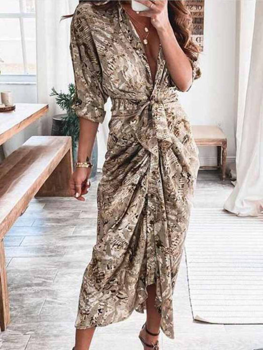 V-neck Pleated Strap Mini Dress