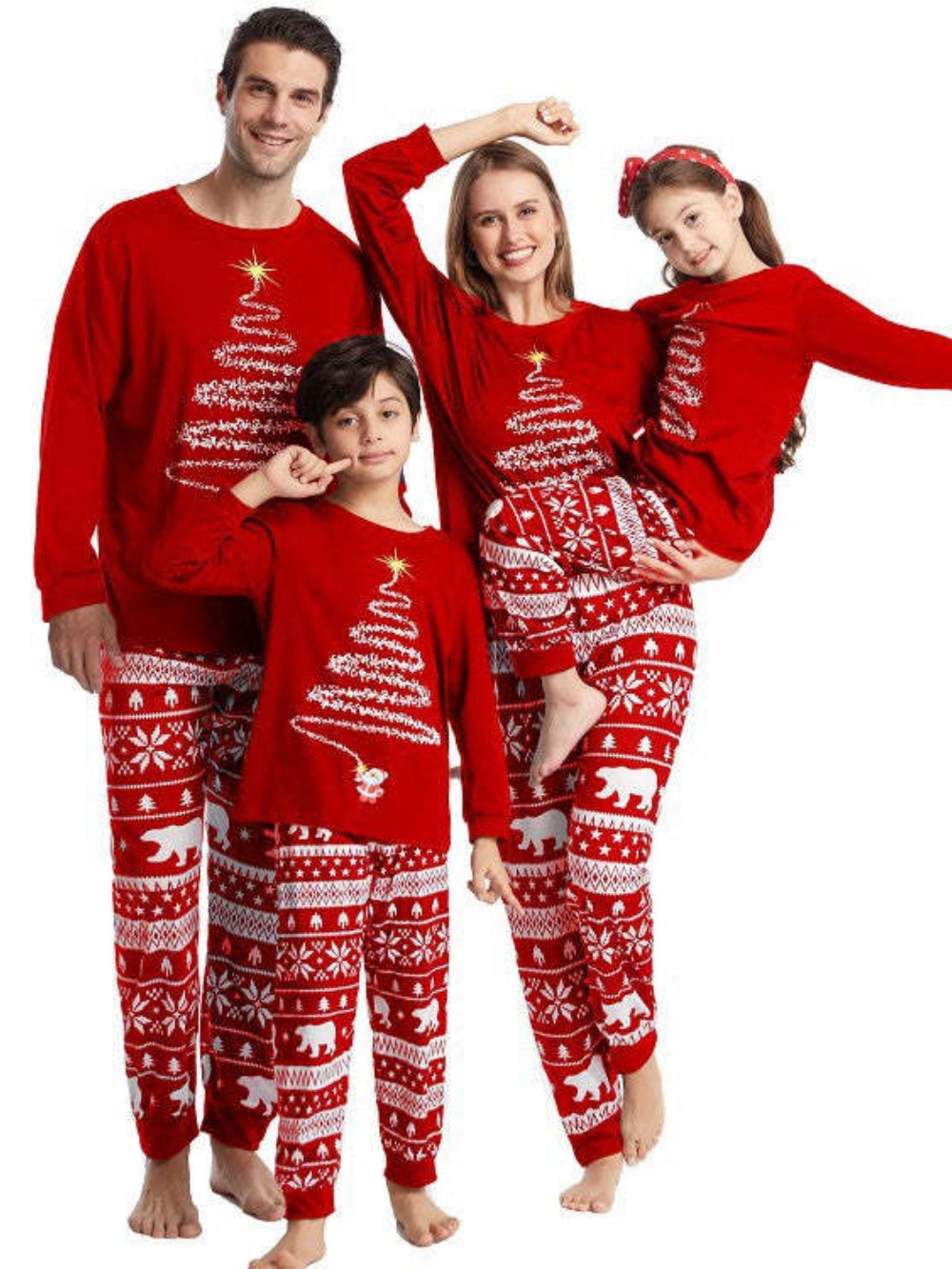 Red Christmas Tree Family Pajama Set