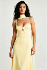 V Neck Tie Back Satin Maxi Dress