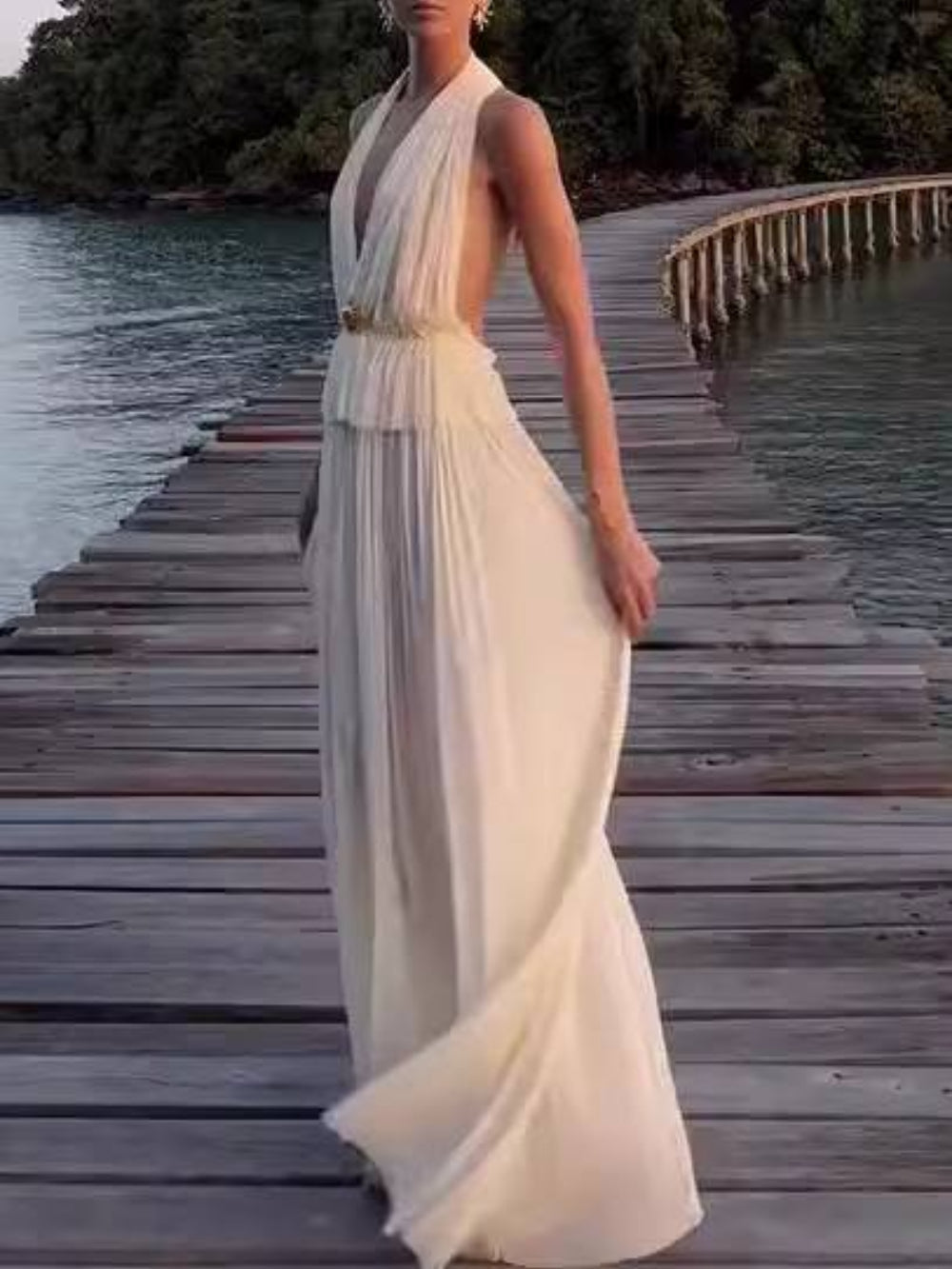 Backless Top and Long Skirt Set