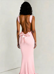 Bow Back Spaghetti Strap Formal Dress