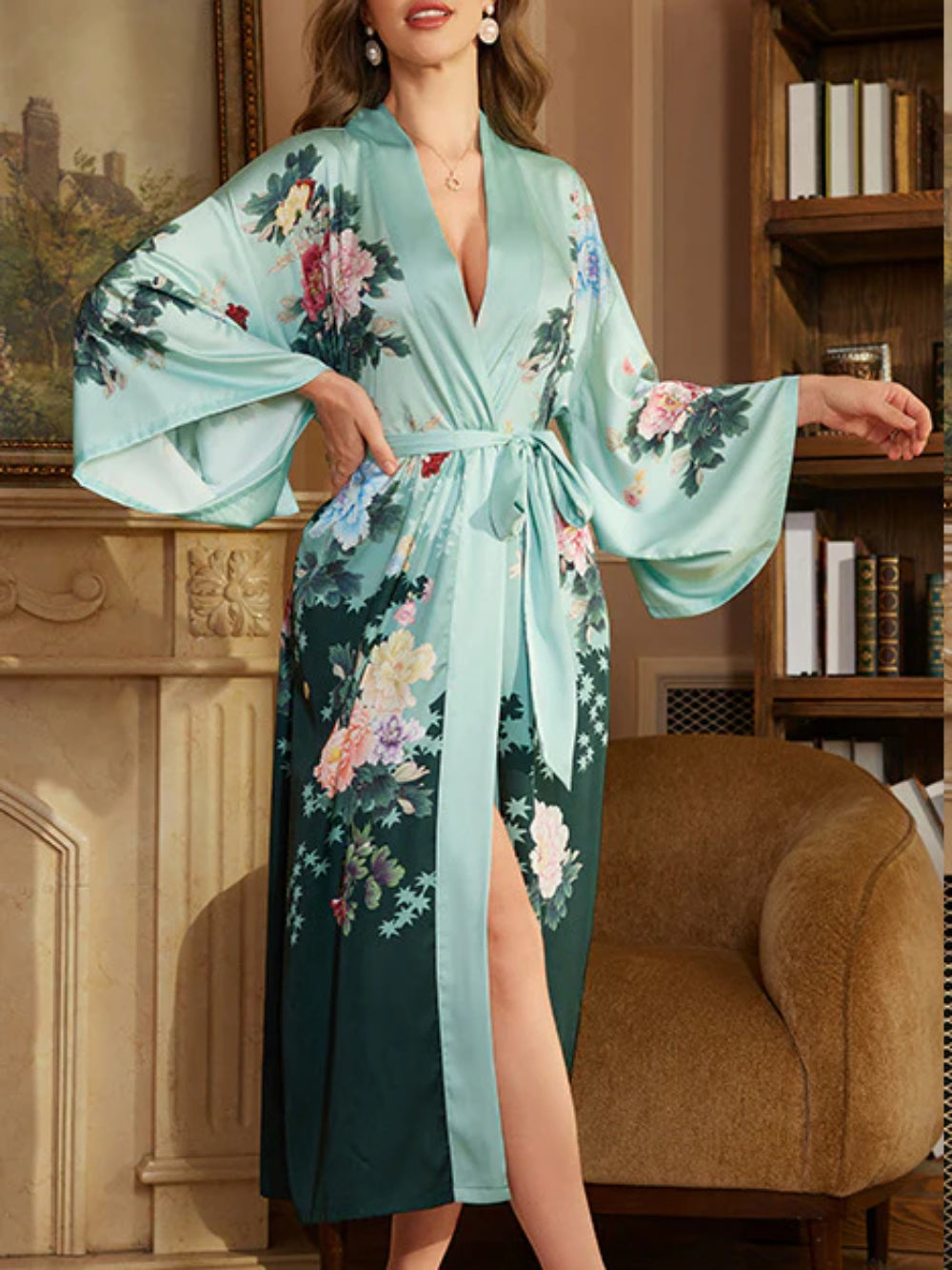 Satin Print Sleepwear Robe