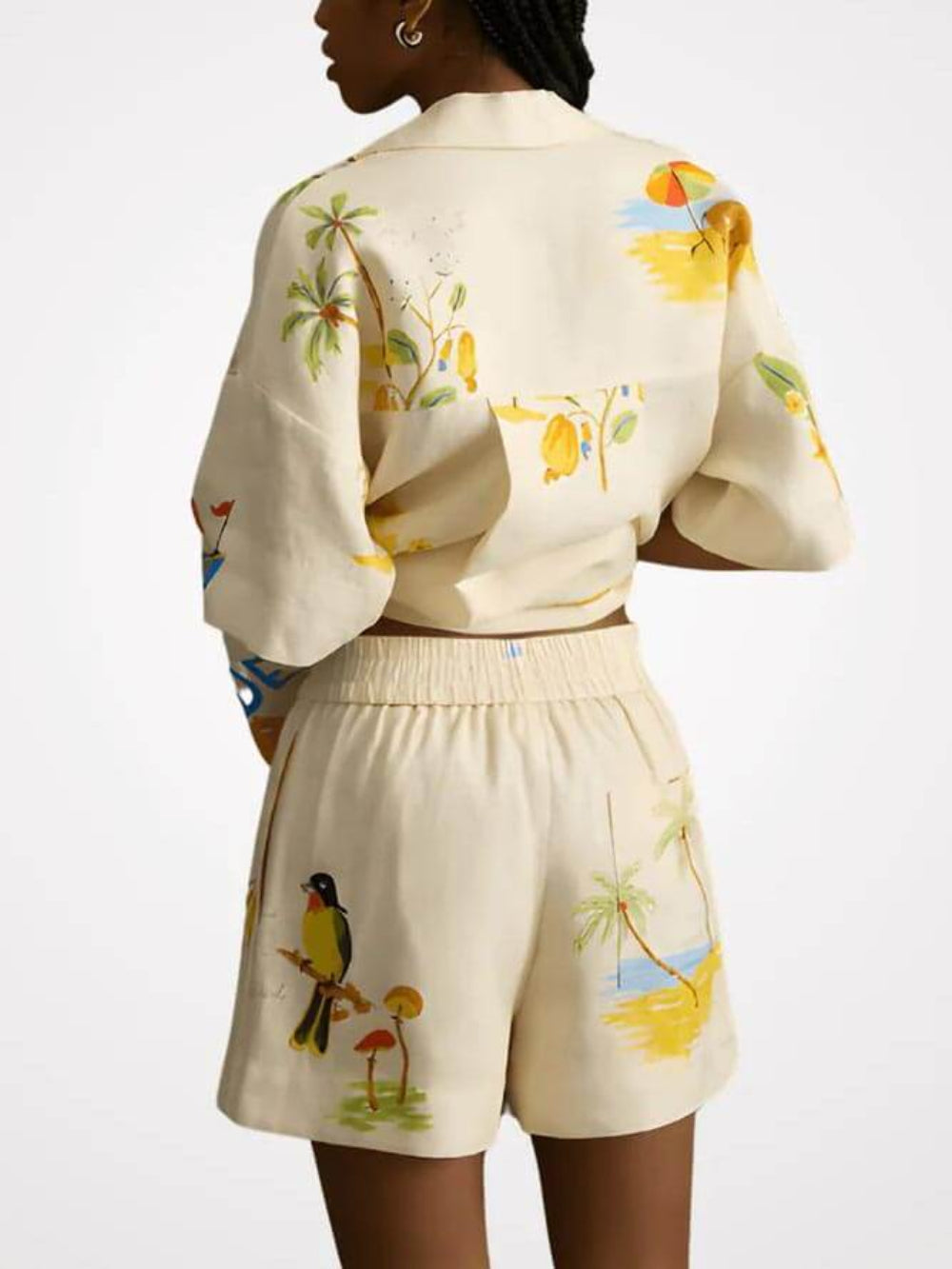 Folk Floral Print Shorts Set