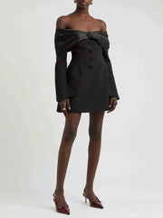 Elegant Off-Shoulder Flared Bell Sleeve Dress