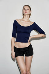Deep U Neck Fitted T-shirts