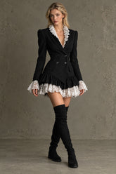 Lace Trim Tailored Blazer Mini Dress