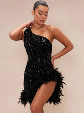 Black Off-Shoulder Sequin Dress