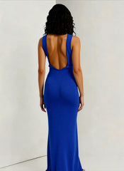 Sexy Shiny Sleeveless Backless Slim Maxi Dress