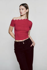 Off Shoulder Cinched T-shirts