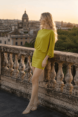 Chic Back Deep V Cowl Neck Loose Mini Dress