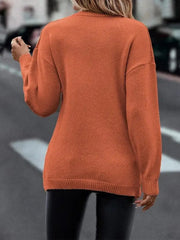 V-Neck Solid Color Knitted Pullover