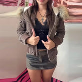 Fur-Collar Hooded Jacket