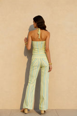 Striped Halter Cami Wide Leg Pants Two Piece Set