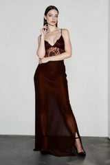 Elegant Sexy Deep V Sheer Lace Patchwork Maxi Dress