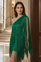 Simple Flowy Fringe Party Cocktail Dress