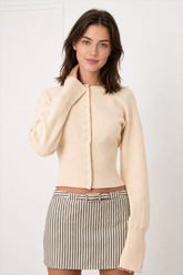 Solid Color Button Long Sleeve Slim Cardigan Sweater