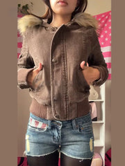 Fur-Collar Hooded Jacket